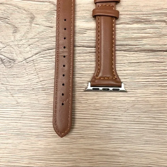 NEW[BAND] Slim BROWN Strap Leather For Apple Watch - Picture 3 of 5